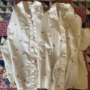 Madewell Cotton Blouse Strawberry Flower Small Tie Bundle of Two
